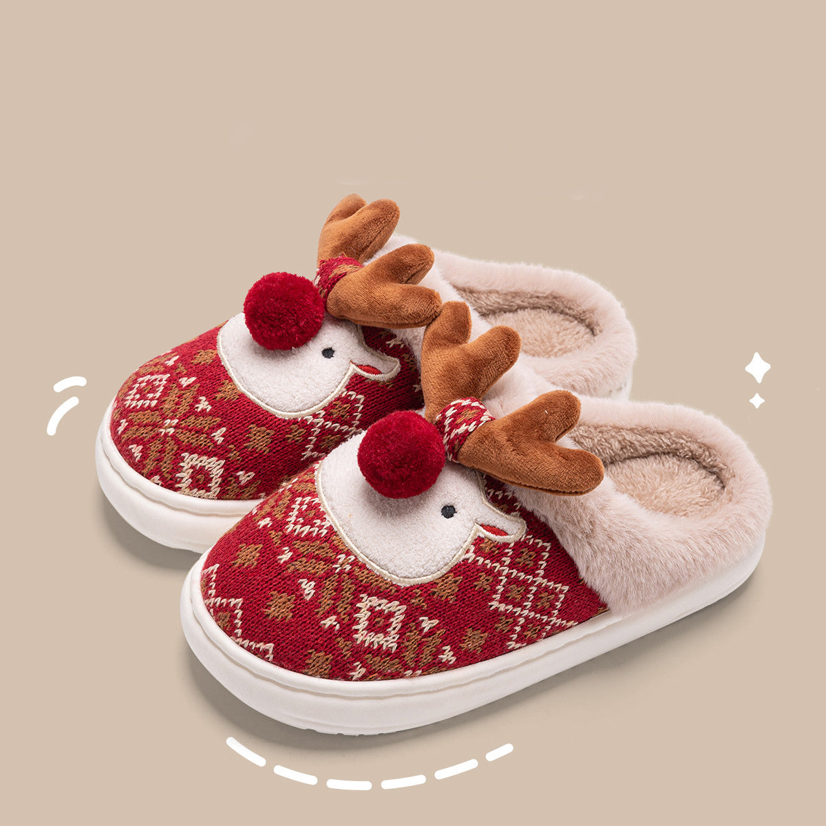 Cute Christmas Elk Slippers