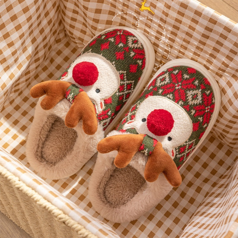 Cute Christmas Elk Slippers