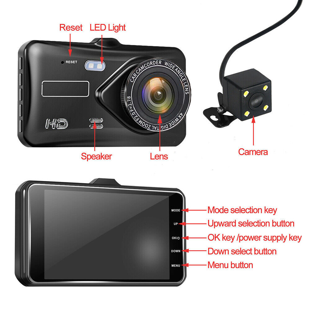 Dash Cam Recorder Dual Front & Rear HD 1080P