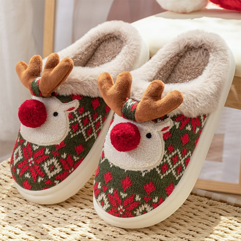 Cute Christmas Elk Slippers